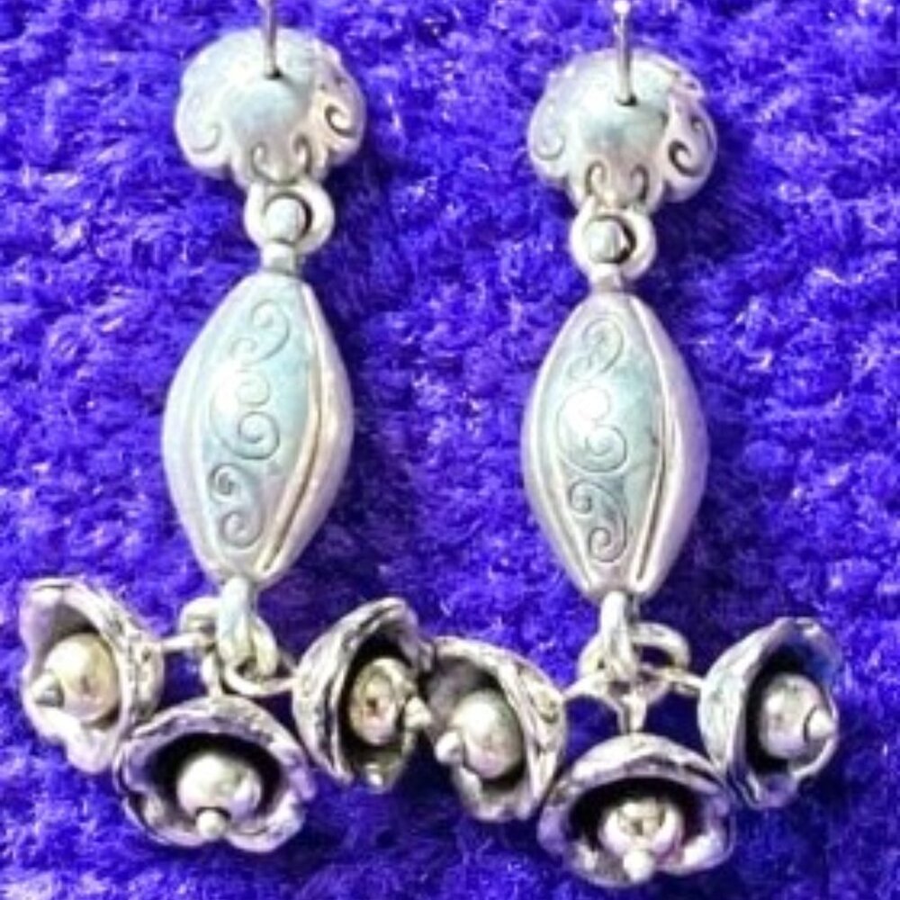BRIGHTON LE CAPRICE FLOWERS DROP-SET SILVER EARRINGS GD❤️ULTRA-RARE❤️